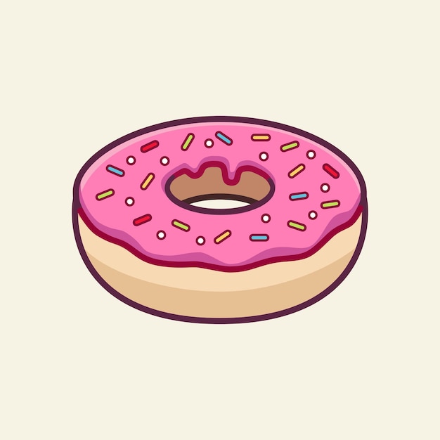 Vetor cute donut cartoon vetor ícone ilustração ícone de comida