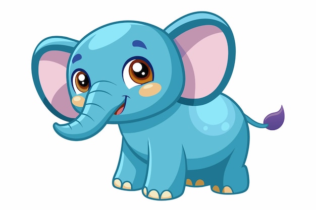 Vetor cute elephant mischievous ilustração de gradiente em fundo branco