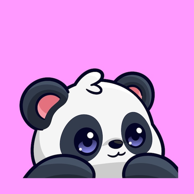 Vetor cute emotes panda está perseguindo algo ilustração vetorial de desenho animado premium