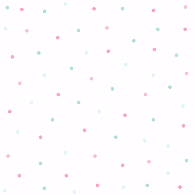 Vetor cute engraçado doce branco azul rosa unicórnio padrão com círculos polka dot impressão crianças tecido vetor