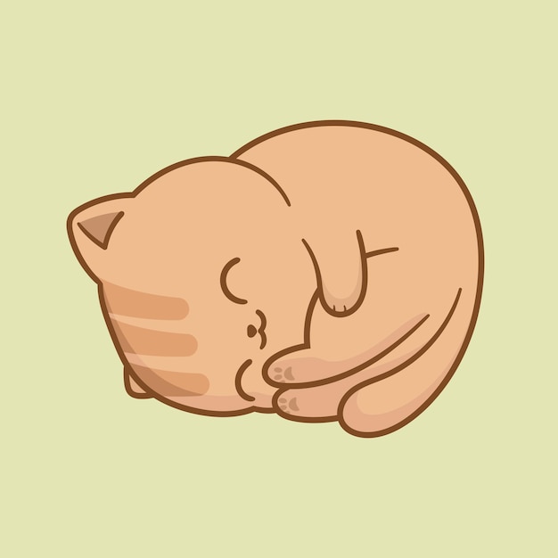 Vetor cute feliz gato postura de sono desenho animado 4