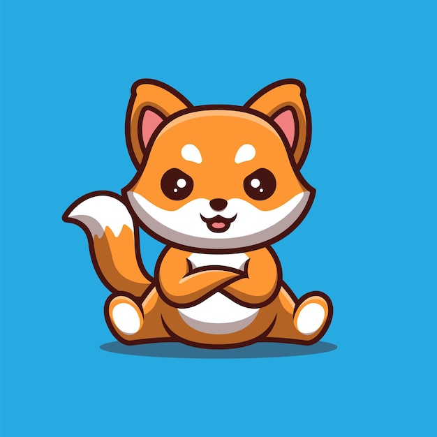 Cute fox kawaii cartoon mascote logo