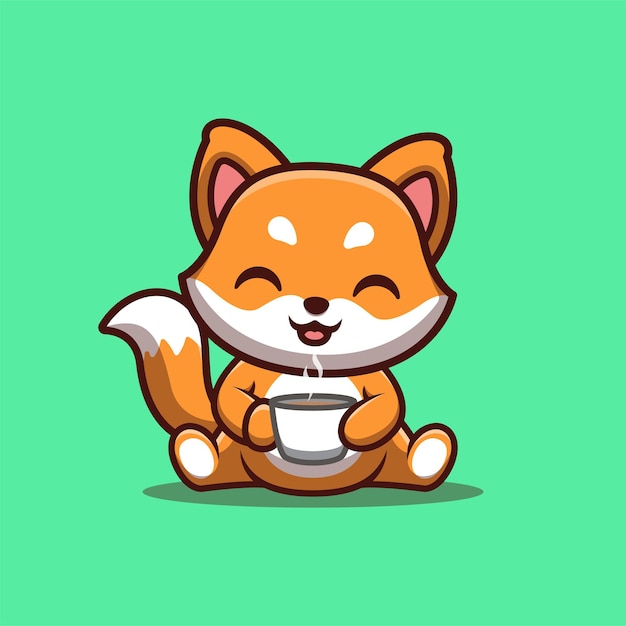 Cute fox kawaii cartoon mascote logo