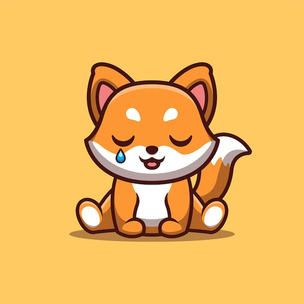 Cute fox kawaii cartoon mascote logo