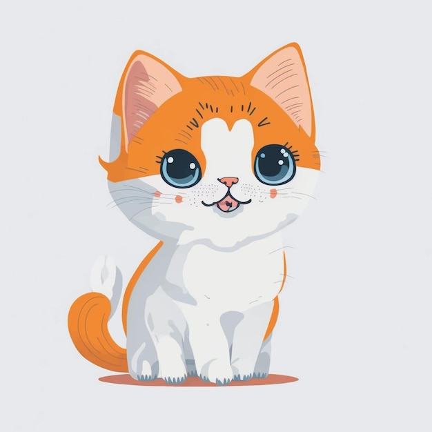 Cute, gato, caricatura, vetorial, ilustração, fundo branco