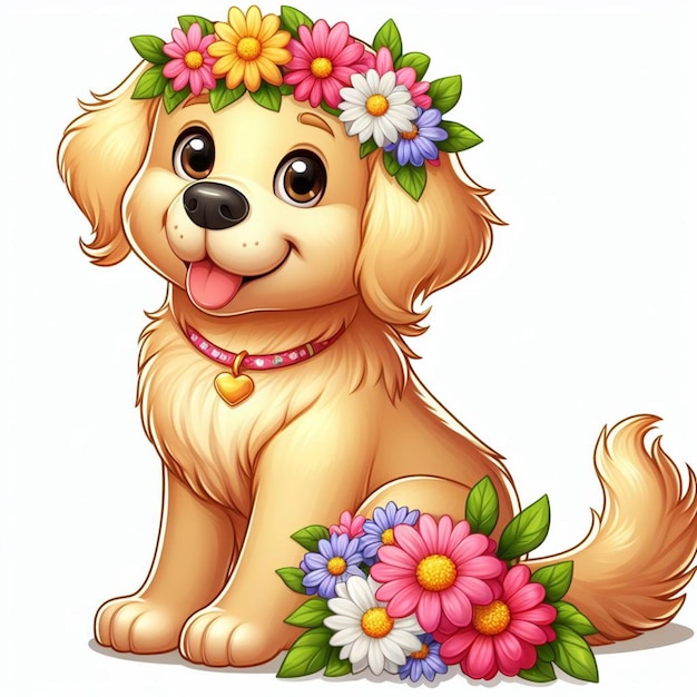 Cute golden retriever cães ilustração de desenho animado vetorial