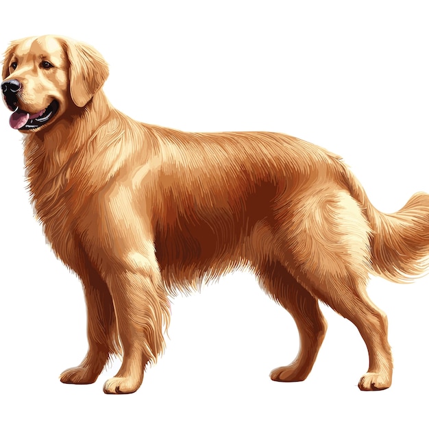 Vetor cute golden retriever cão desenho animado vector style fundo branco