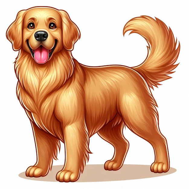 Vetor cute golden retriever cão vector ilustração de desenho animado