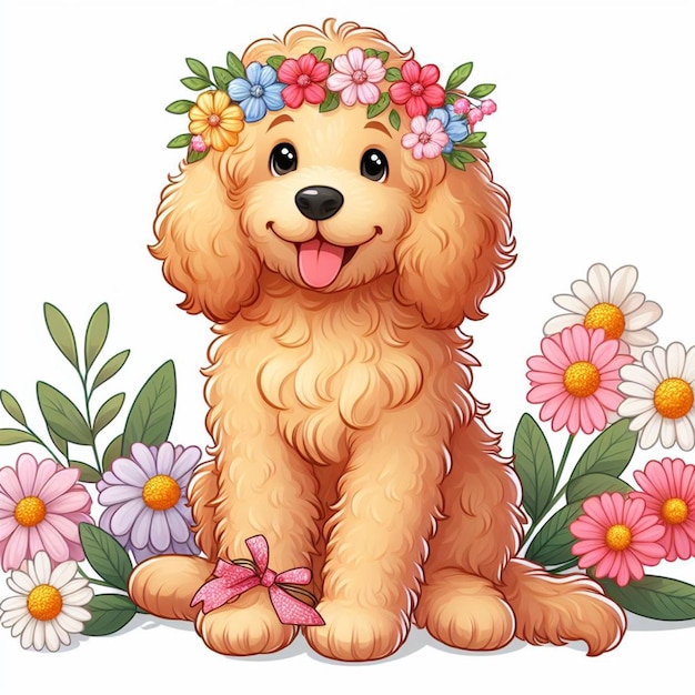 Cute goldendoodle dogs ilustração de desenho animado vetorial