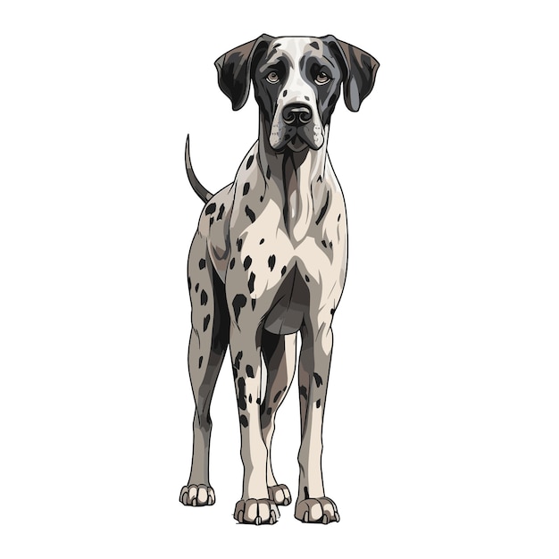 Vetor cute great dane dog cartoon vector art ilustração design