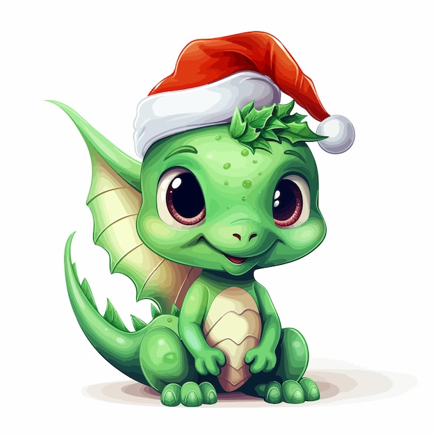 Cute_green_baby_dragon_in_santa_hatcartoon