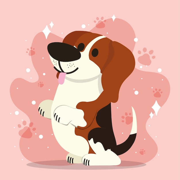 Vetor cute happy beagle dog personagem de desenho animado ilustração vetorial