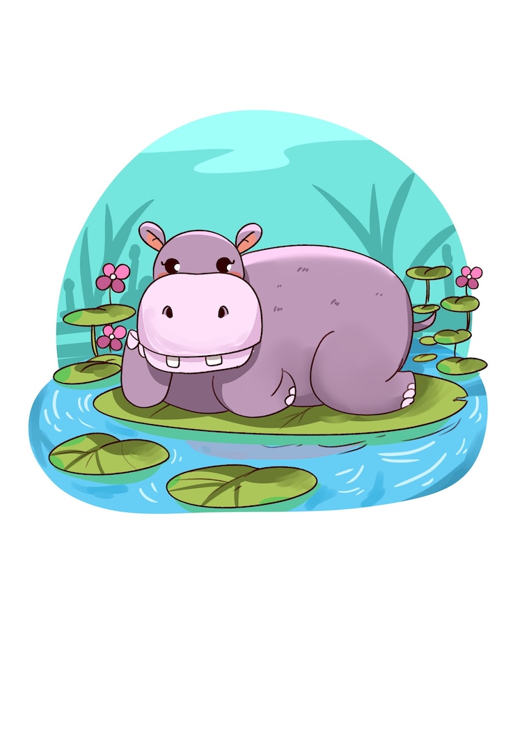 Vetor cute_hippo_illustration