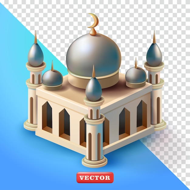 Vetor cute isometric mosque 3d vetor adequado para eventos de saudações do ramadan e elementos de design