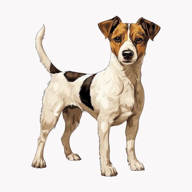 Cute jack russell terrier dog cartoon vector art ilustração design