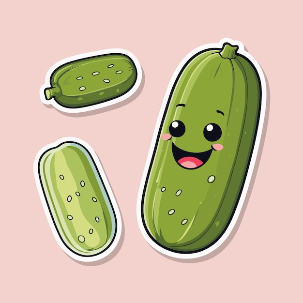 Vetor cute kawaii pickle personagem de desenho animado ilustração