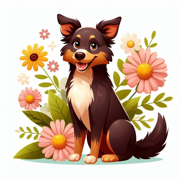 Vetor cute kelpie dog desenho animado vector style fundo branco