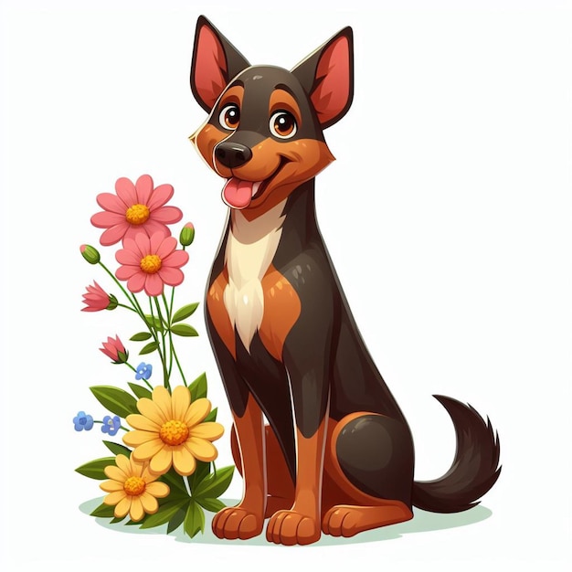 Cute kelpie dog desenho animado vector style fundo branco