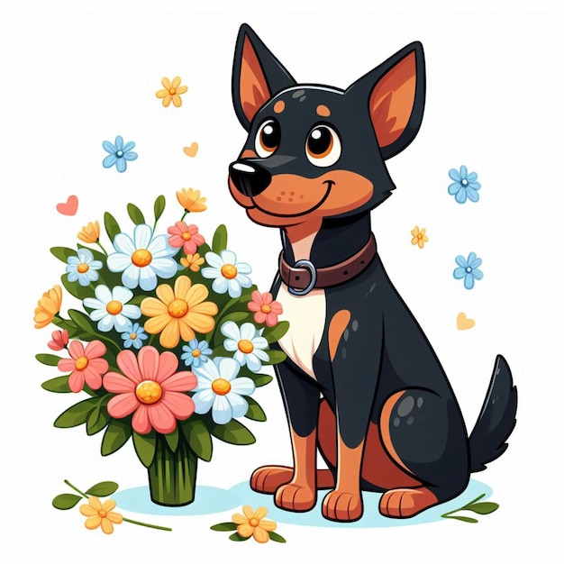 Vetor cute kelpie dog desenho animado vector style fundo branco