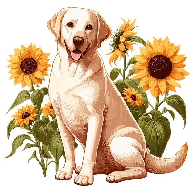 Cute labrador retriever cão de desenho animado vector style fundo branco