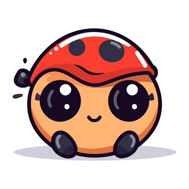 Vetor cute ladybug cartoon mascot personagem ilustração vetorial