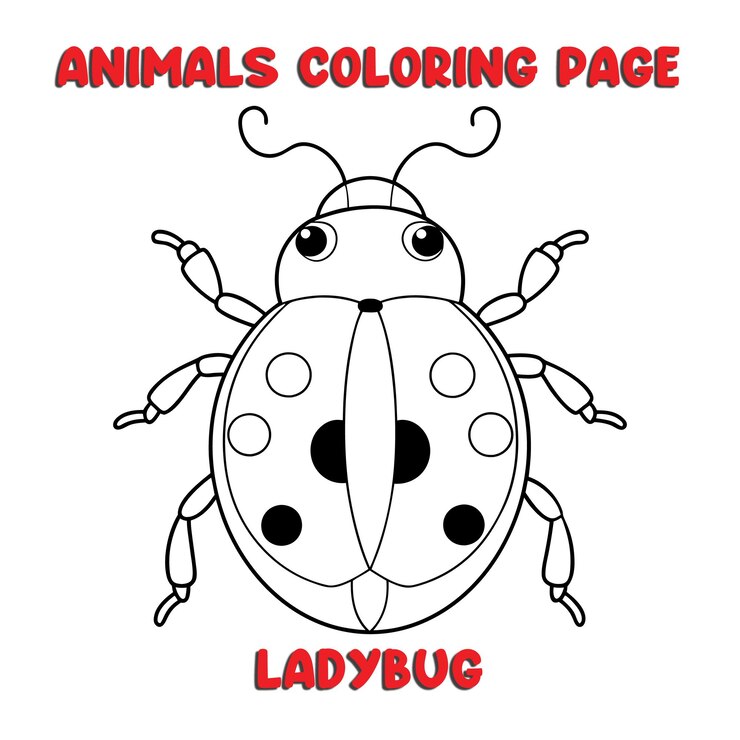 Vetor cute ladybug contorno arte ilustração página de coloração livro para crianças
