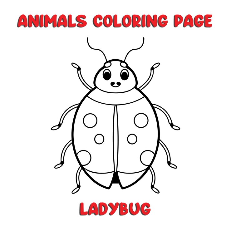 Vetor cute ladybug contorno arte ilustração página de coloração livro para crianças