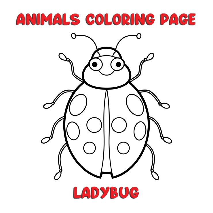 Vetor cute ladybug contorno arte ilustração página de coloração livro para crianças