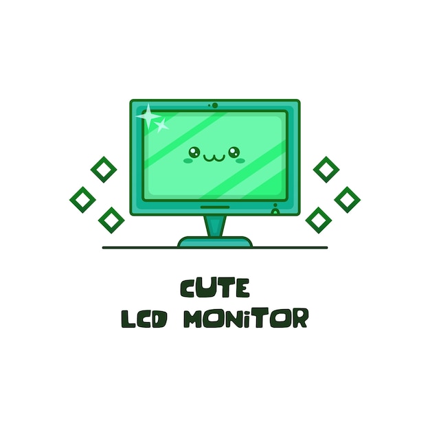 Cute lcd monitor cartoon character