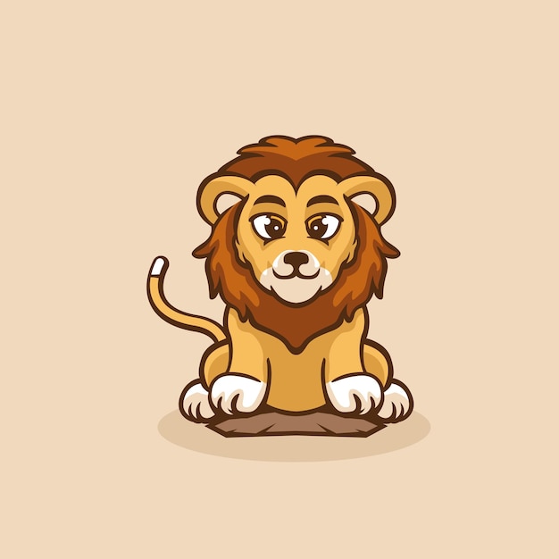 Vetor cute lion pose mascote vetor ilustração