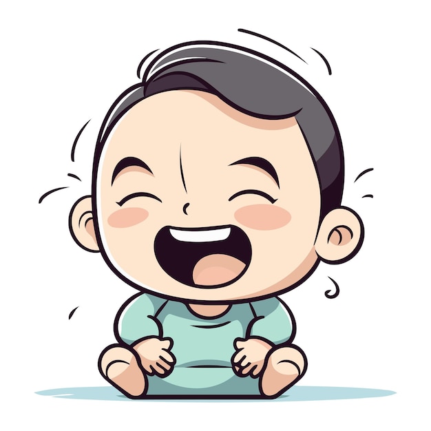 Cute little baby boy crying vector character ilustração de desenho animado