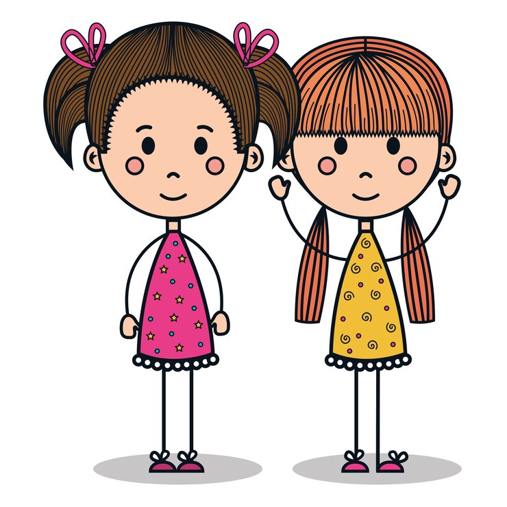 Vetor cute little kids desenho ilustração vetorial design