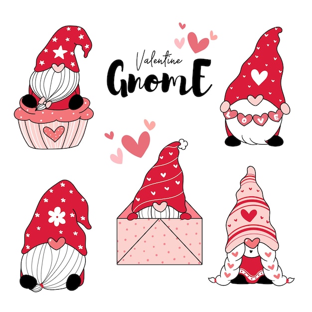 Cute love gnome red valentine com desenho de coração