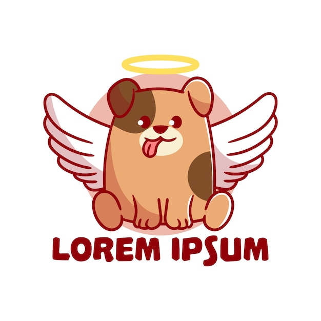 Cute mascot logo angel dog cartoon