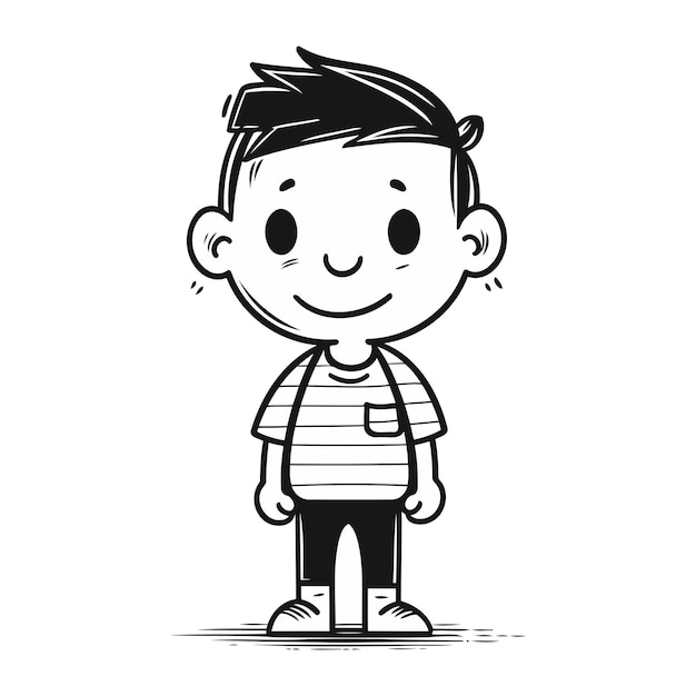 Vetor cute menino de desenho animado ilustração vetorial desenhada à mão para o seu projeto