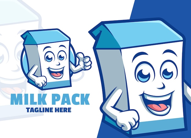 Cute milk packet personagem de desenho animado logotipo da mascote dando o polegar para cima ilustração vetorial