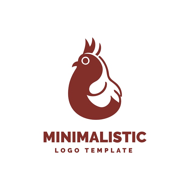 Vetor cute minimal chicken logo template mascot logo icon isolado frango logo ilustração