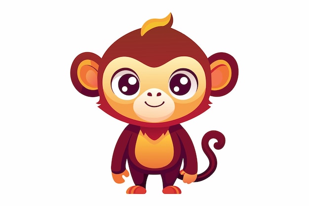 Vetor cute monkey ilustração de gradiente atrevido em fundo branco