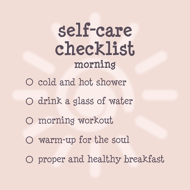 Vetor cute morning selfcare to do list checklist conceito de cartaz de flyer ilustração vetorial