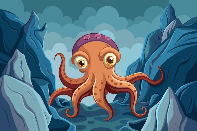 Vetor cute octopus wriggling ilustração de gradiente em fundo branco