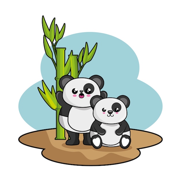 Cute panda character kawaii style