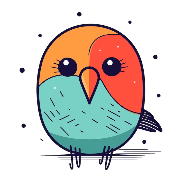 Cute pequeno pássaro ilustração vetorial em estilo doodle