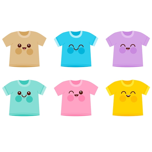 Cute personagens coloridos de camiseta Colecção de emoji de personagens coloridas de camisete para conjunto de adesivos