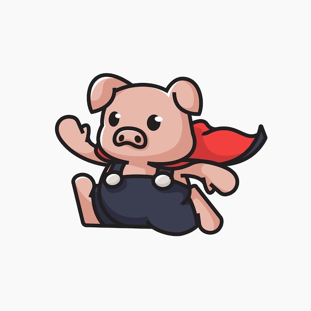 Cute Pig Flying Vector Icon Ilustração Animal Natureza Estilo de desenho animado plano