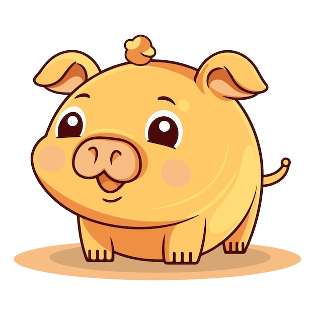 Vetor cute porco de desenho animado isolado em um fundo branco