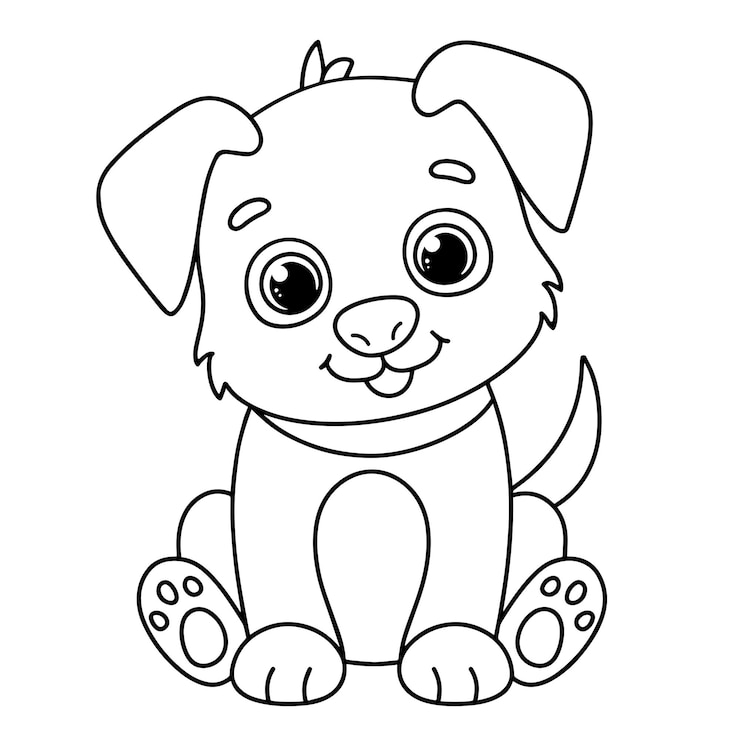 Vetor cute puppy desenho animado página de coloração ilustração vetor para crianças livro de colorir