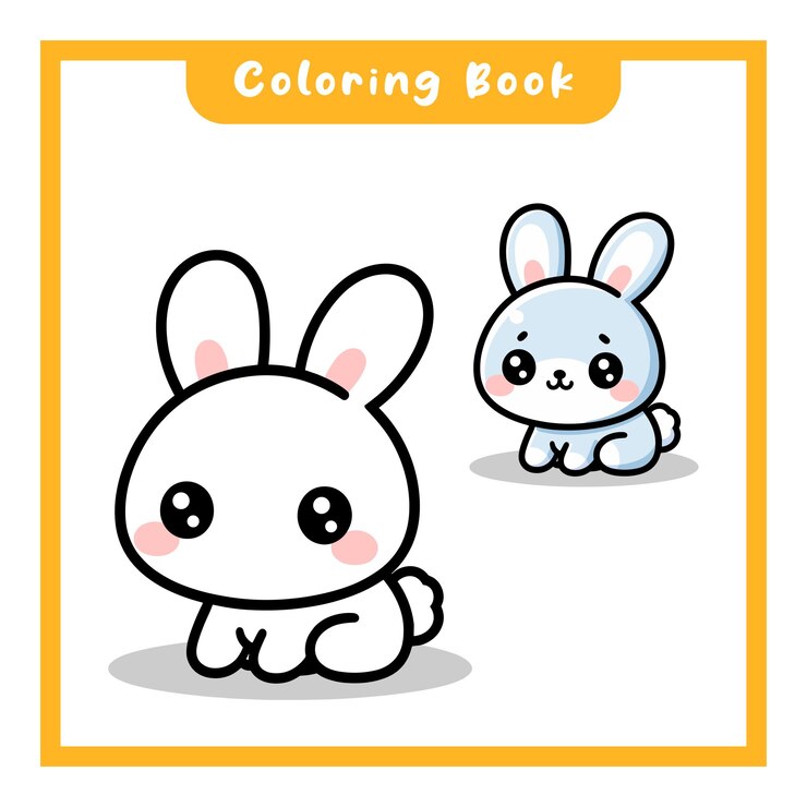 Vetor cute rabbit child design coloring book design simples adequado para aprender a colorir
