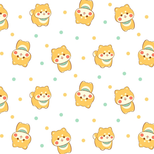 Cute shiba inu cão bebê padrão sem costura