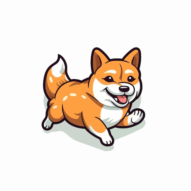 Cute shiba inu cão correr perseguindo ilustração vetorial