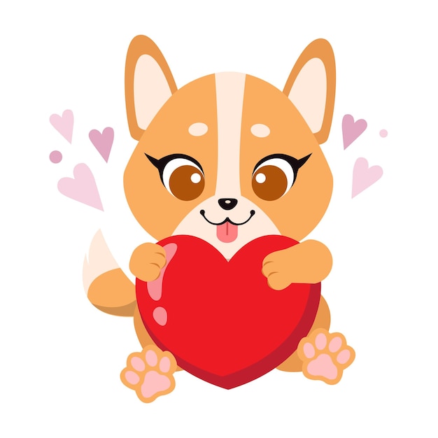 Cute Shiba Inu comemora o dia dos namorados